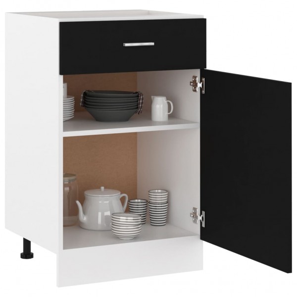 Armario inferior cajón cocina contrachapada negro 50x46x81.5 cm M 5