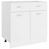 Armario inferior de cocina madera blanco 80x46x81.5 cm 2