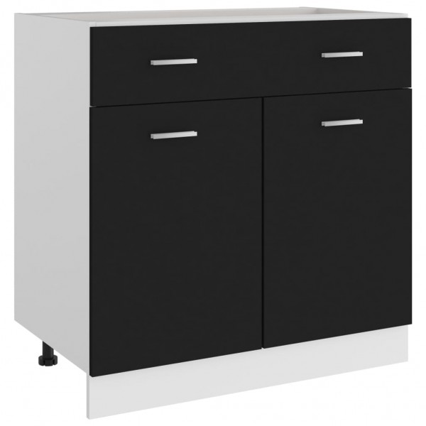 Armario inferior cajón cocina aglomerado negro 80x46x81.5 cm M 2