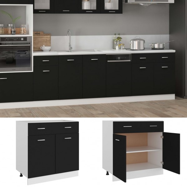 Armario inferior cajón cocina aglomerado negro 80x46x81.5 cm M 3