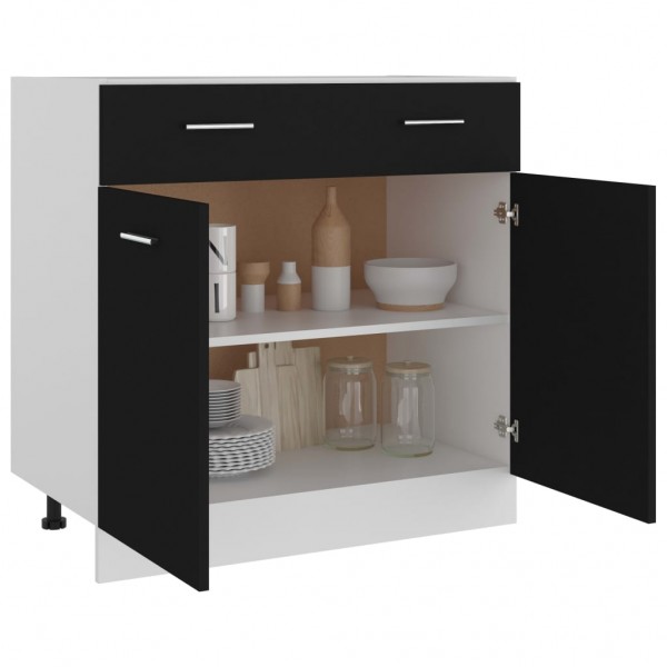 Armario inferior cajón cocina aglomerado negro 80x46x81.5 cm M 5