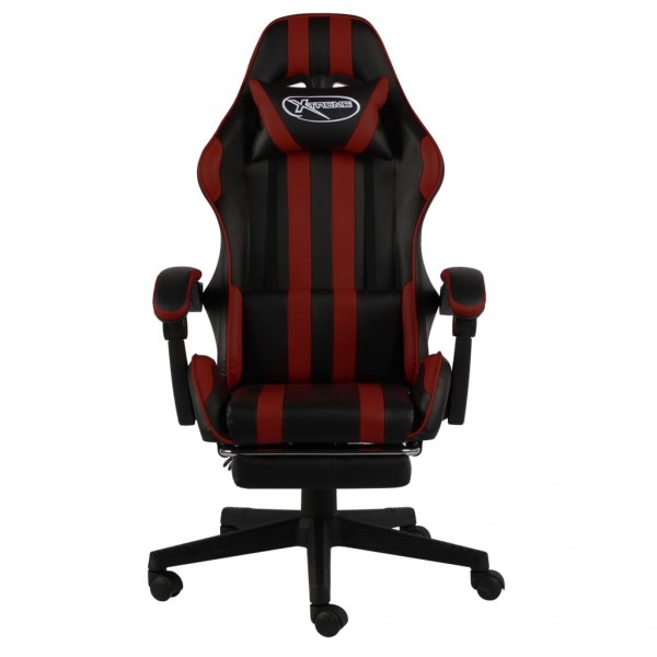 Silla gaming con reposapiés cuero sintético negro y rojo tinto M 2
