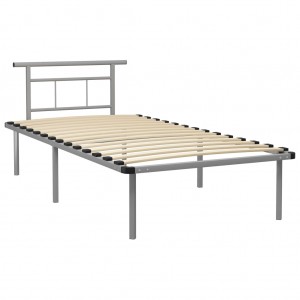 Estructura de cama de metal gris 100x200 cm H