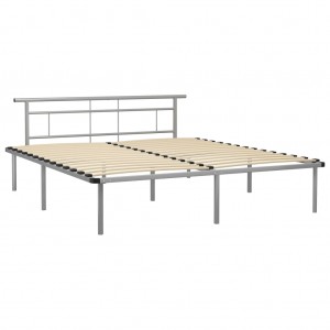 Estrutura de cama metal 200x200 cm cinzento H