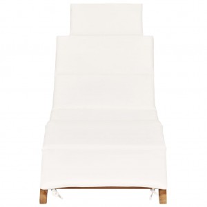 Tumbona plegable con cojín blanco crema madera maciza de teca H