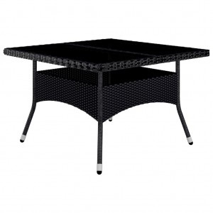 Set de comedor de jardín 9 pzas ratán PE y madera acacia negro H