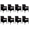 Set de comedor de jardín 9 pzas ratán PE y madera acacia negro 5