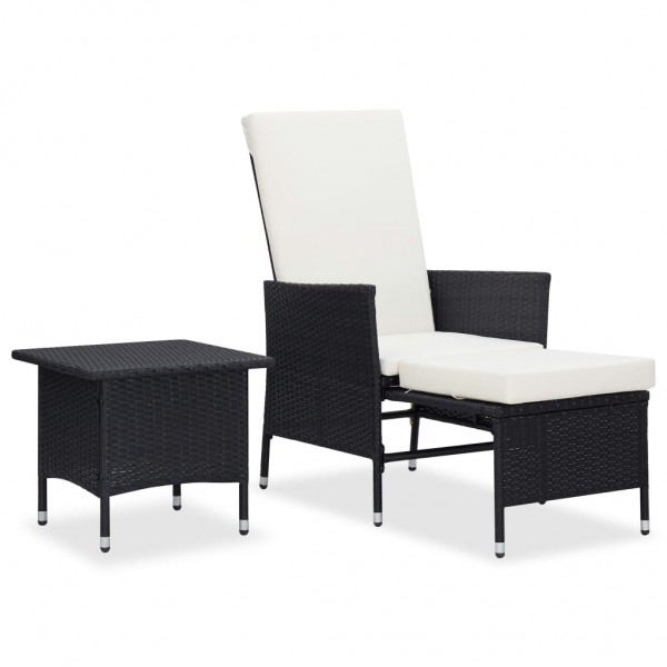 Set muebles de jardín 2 piezas y cojines ratán sintético negro D
