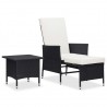 2 pcs conjunto lounge de jardim c/ almofadões vime PE preto 1