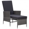 2 pcs conjunto lounge de jardim c/ almofadões vime PE cinzento 3