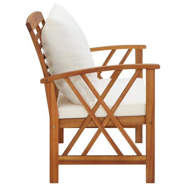 Banco de jardín con cojines 119 cm madera maciza de acacia M 3
