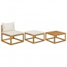3 pcs conjunto lounge jardim c/ almofadões cor creme acácia 1