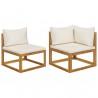 Conjunto de sofás 2 pcs c/ almofadões branco nata acácia maciça 1