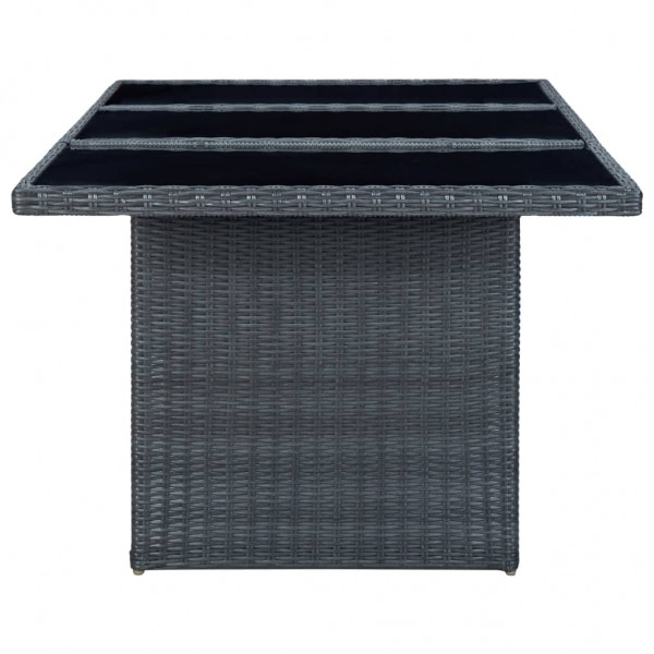 Mesa de jardín de ratán sintético y vidrio templado gris oscuro M 3
