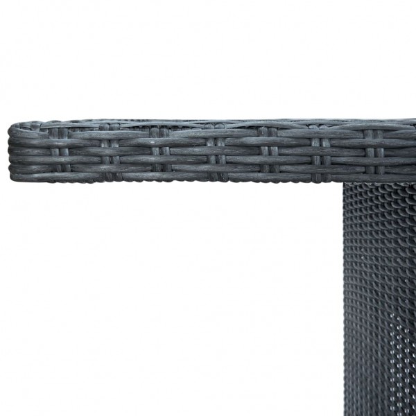 Mesa de jardín de ratán sintético y vidrio templado gris oscuro M 4