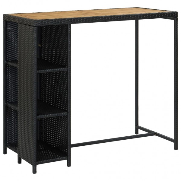 Mesa bar estante almacenaje 120x60x110 cm ratán sintético negro D