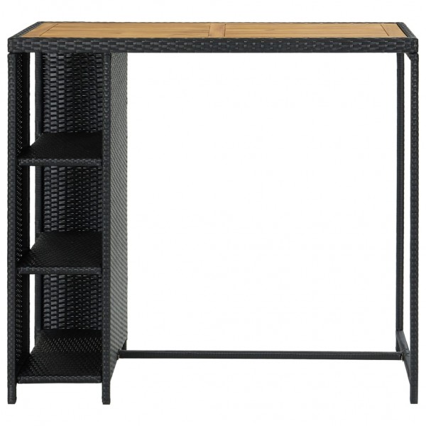 Mesa de bar com prateleiras 120x60x110 cm vime PE preto M 2