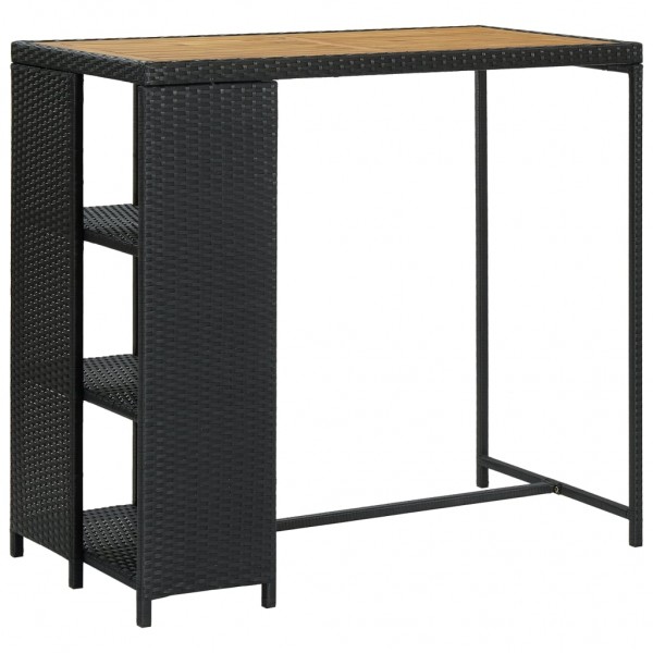 Mesa de bar com prateleiras 120x60x110 cm vime PE preto M 5