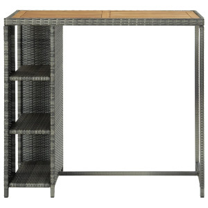 Mesa bar estante almacenaje 120x60x110 cm ratán sintético gris H