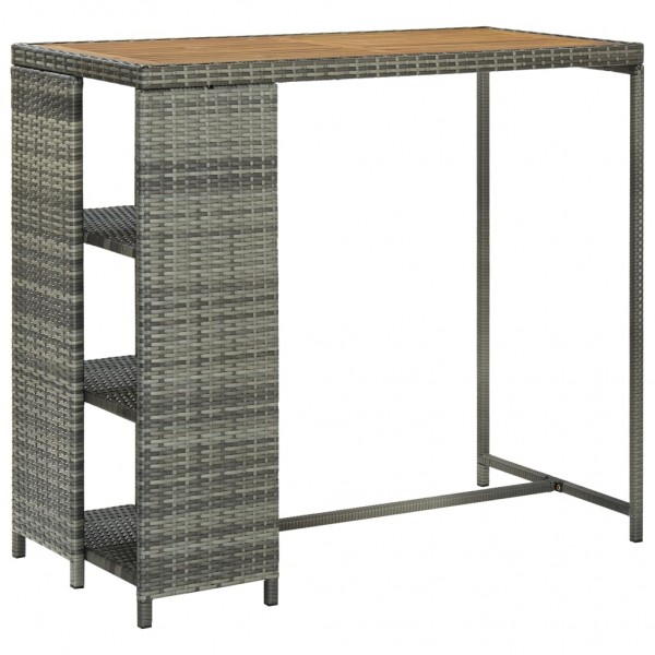 Mesa bar estante almacenaje 120x60x110 cm ratán sintético gris M 5