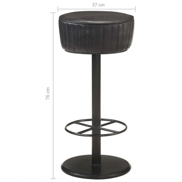 Taburete de cocina de cuero auténtico negro M 5