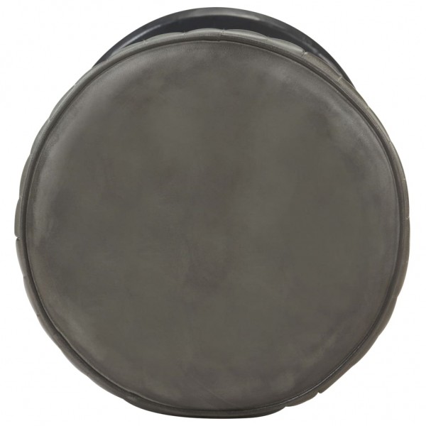 Taburete de cocina de cuero auténtico gris envejecido M 2