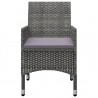 Muebles de jardín 3 pzas ratán sintético vidrio templado gris 4
