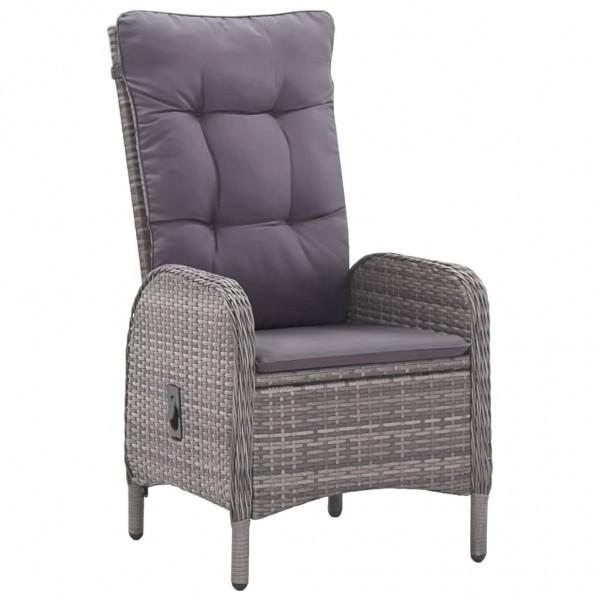 Muebles de jardín 3 piezas ratán sintético y vidrio gris M 3