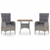 Muebles de jardín 3 piezas ratán sintético gris madera acacia 1