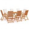 9 pcs conjunto jantar jardim c/ almofadões madeira teca maciça 1