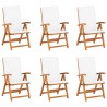 7 pcs conjunto jantar jardim c/ almofadões madeira teca maciça 5