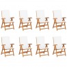 9 pcs conjunto jantar jardim c/ almofadões madeira teca maciça 5