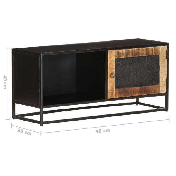 Mueble para TV de madera maciza de mango rugosa 90x30x40 cm M 3