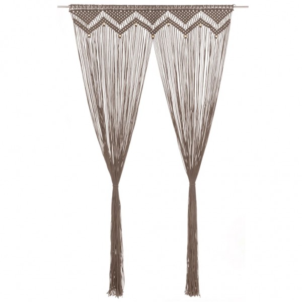 Cortina de macramé algodón gris taupé 140x240 cm D