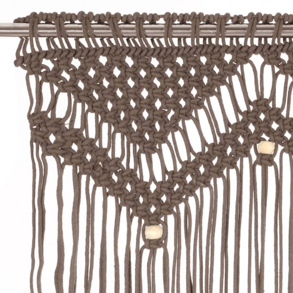 Cortina de macramé algodón gris taupé 140x240 cm M 3