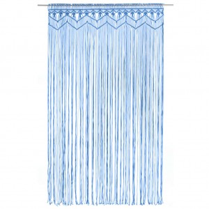 Cortina de macramé algodón azul 140x240 cm H