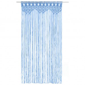 Cortina de macramé algodón azul 140x240 cm H