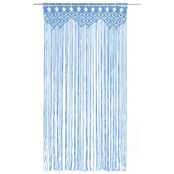 Cortina em macramé 140x240 cm algodão azul M 2