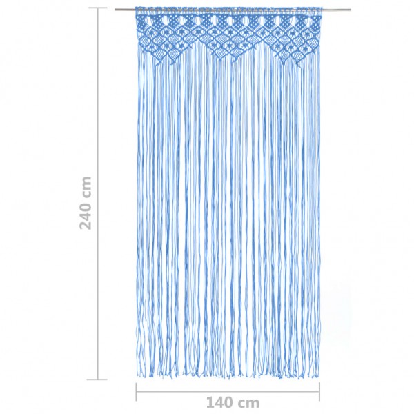 Cortina em macramé 140x240 cm algodão azul M 5