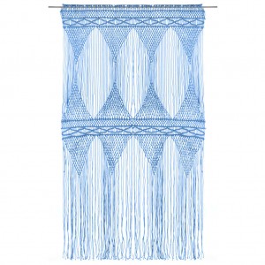 Cortina de macramé algodón azul 140x240 cm H