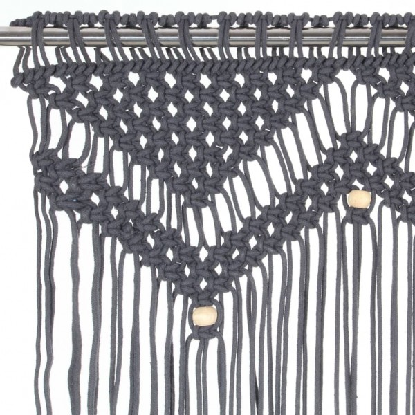 Cortina de macramé algodón gris antracita 140x240 cm M 3
