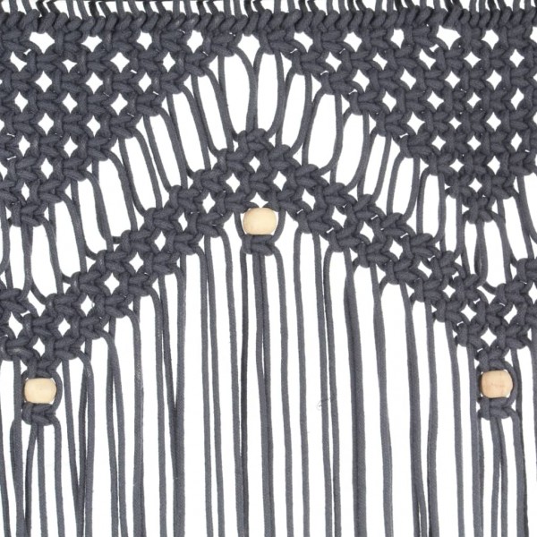 Cortina de macramé algodón gris antracita 140x240 cm M 4