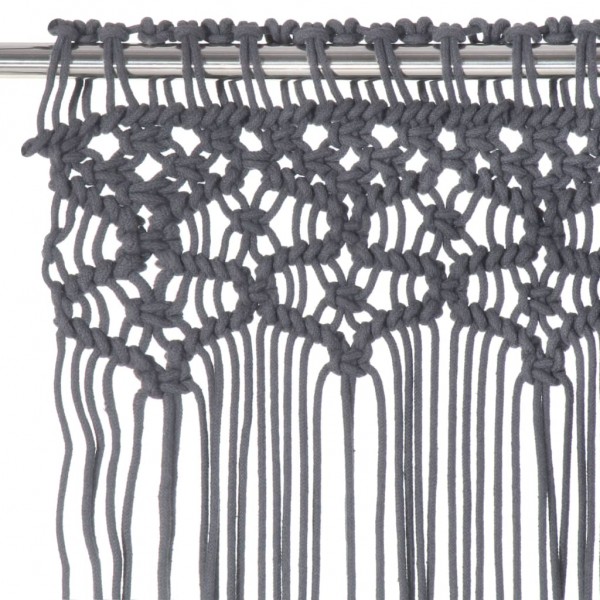 Cortina de macramé algodón gris antracita 140x240 cm M 3