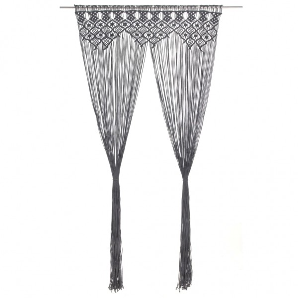 Cortina de macramé algodón gris antracita 140x240 cm D