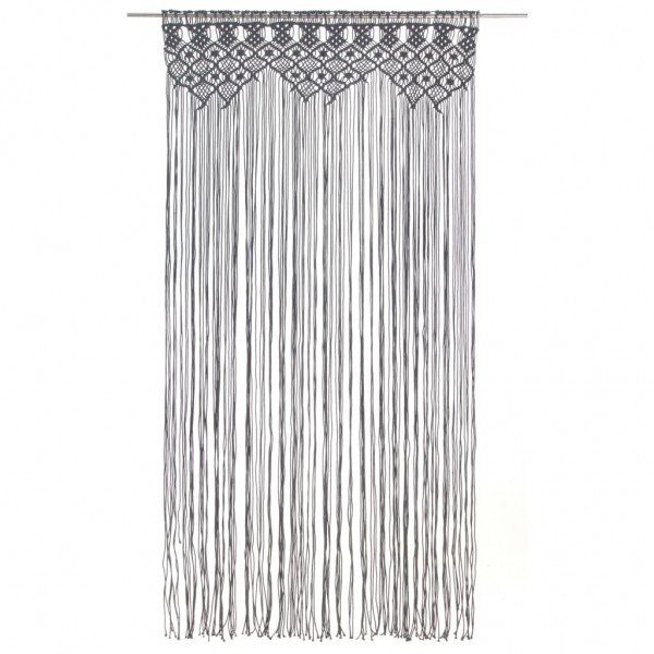 Cortina de macramé algodón gris antracita 140x240 cm M 2