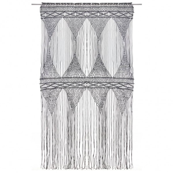 Cortina de macramé algodón gris antracita 140x240 cm M 2