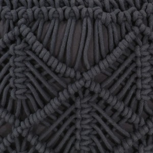 Puf de macramé hecho a mano algodón gris antracita 45x30 cm H