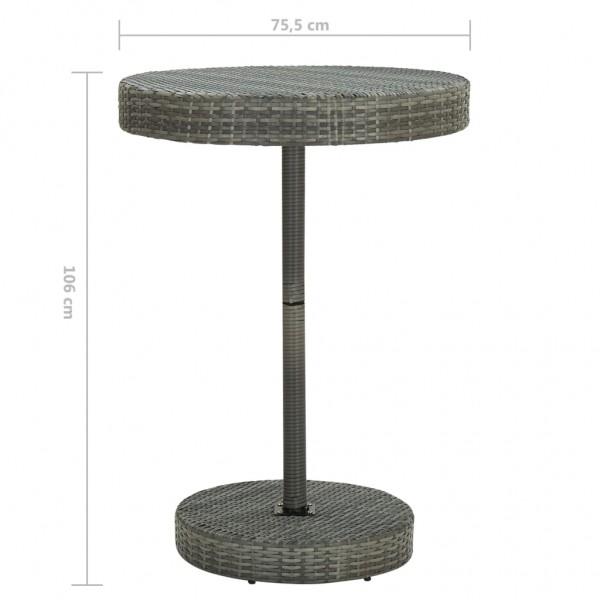 Mesa de jardín de ratán sintético gris 75.5x106 cm M 4