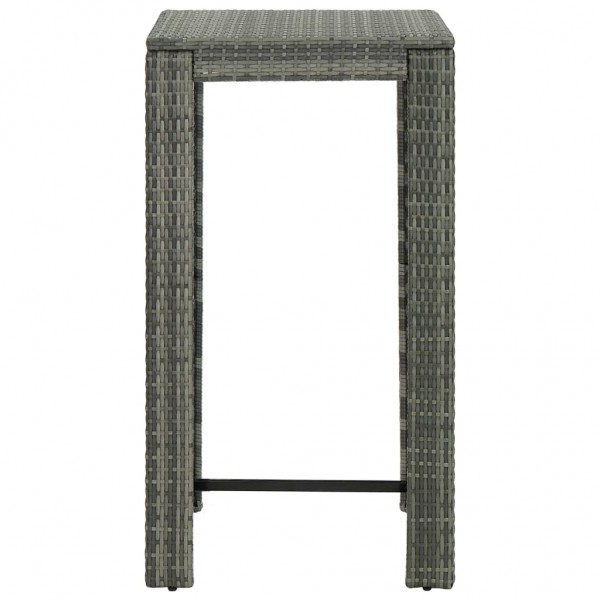 Mesa alta para jardín ratán sintético gris 60.5x60.5x110.5 cm M 2