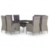 Set de comedor de jardín 9 piezas ratán PE y vidrio gris 1